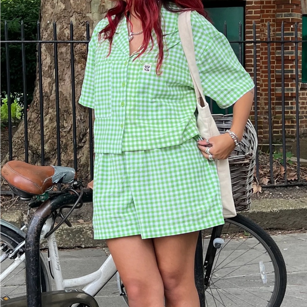 Lucy and Yak Green Gingham cotton shorts